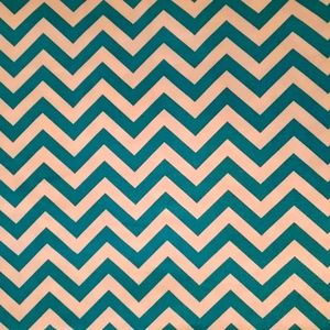 Home Decor Ivory Turquoise Chevron Cotton Fabric 45"×44" teal white upholstery
